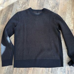 NWT Men's Rag & Bone Black Chevron Wool Ribbed Sweater Size L $428
